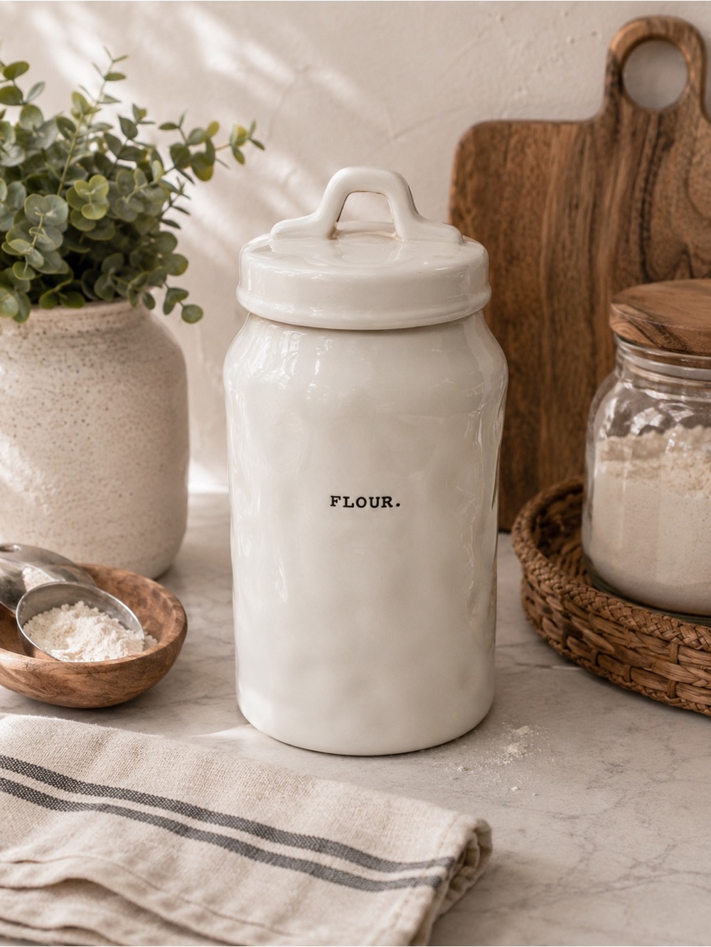 Rae‎ Dunn Flour Canister Typewriter Font Kitchen Storage Farmhouse Home Decor